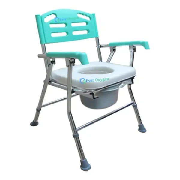 Phoenix Height Adjustable Folding Commode Chair with Comfortable Seat - Image 2