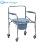 Foldable Commode Chair Height Adjustable Potty Toilet Seat – with Wheels