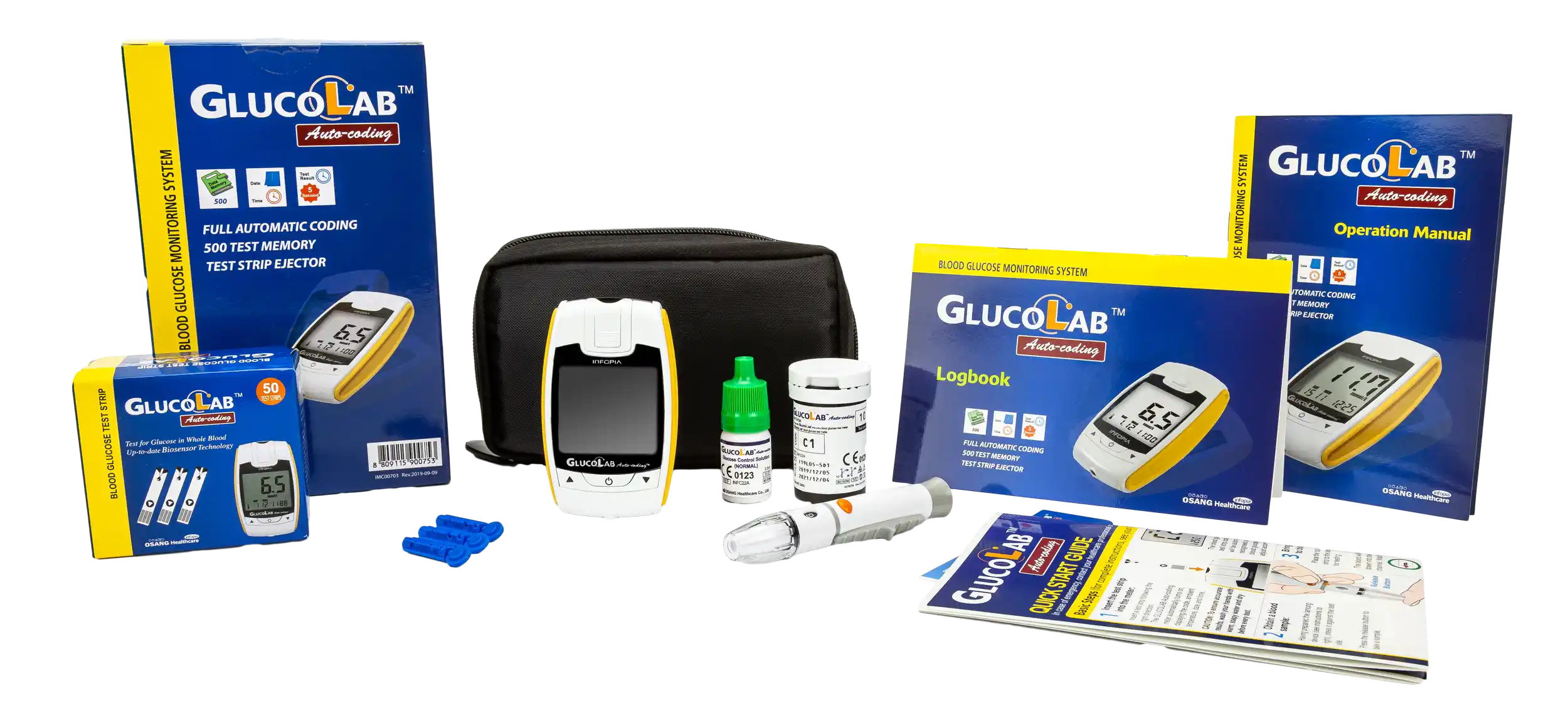 GLUCOLAB Blood Glucose Test Meter full package