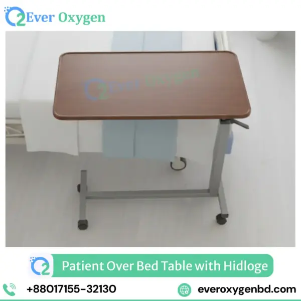 Over bed table hydraulic lever and caster wheels for hospital bed - Ever Oxygen BD