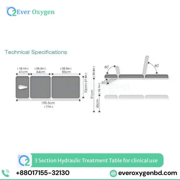 3 Section Hydraulic Treatment Table for clinical use price in bd